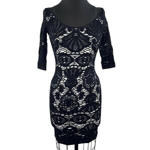 Intimately Free People Seamless Medallion Bodycon Mini Dress Black White M/L